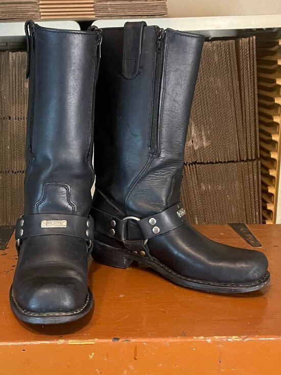 RIVER ROAD Men’s Size 9.5 Leather Motorcycle Harness Dual Zip Biker Boots